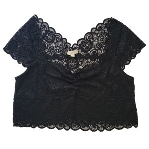 NWT Loralette Crop Top Womens 1X Black Lace
